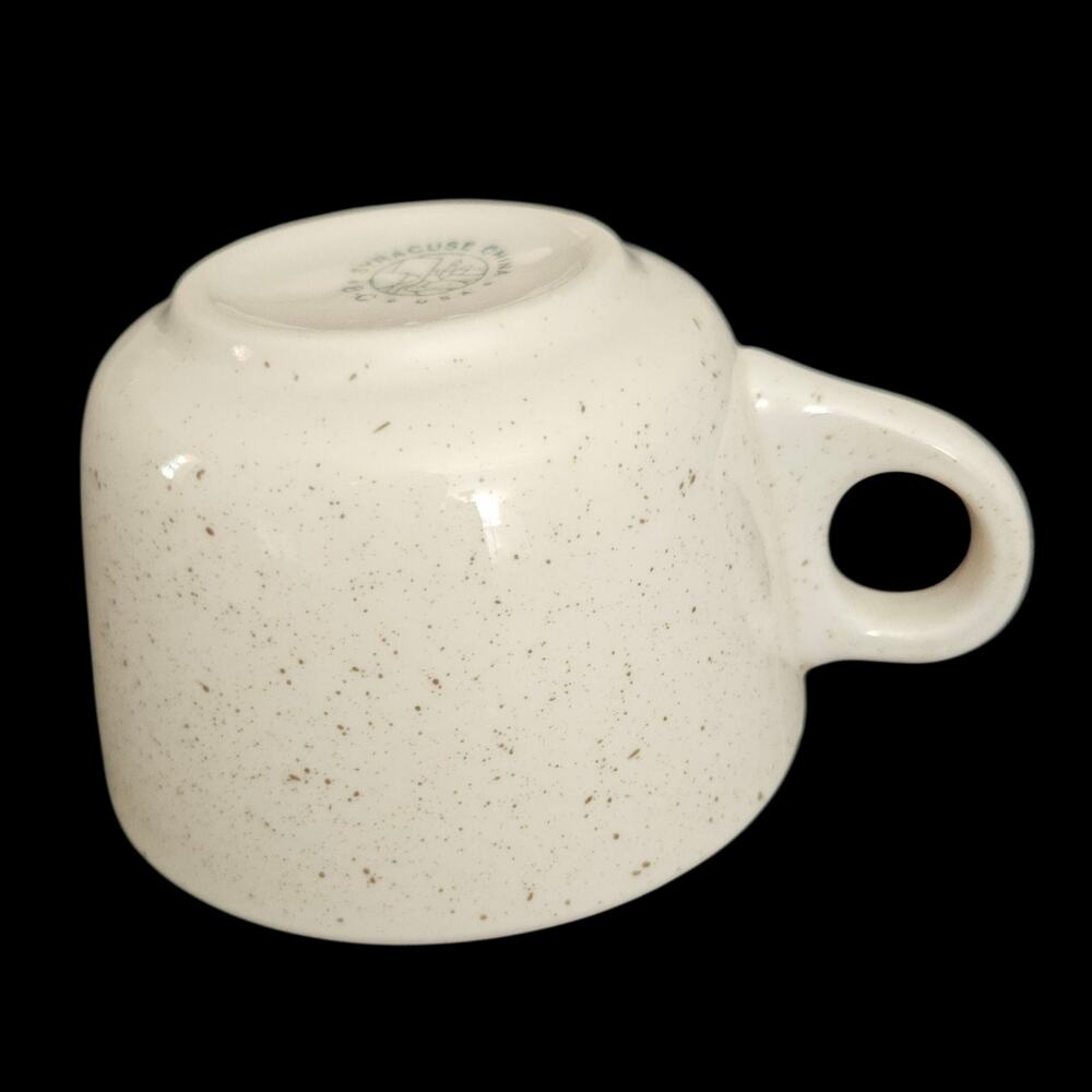 Vintage Syracuse China USA Speckled Cream Brown Rim Coffee Mug Cup